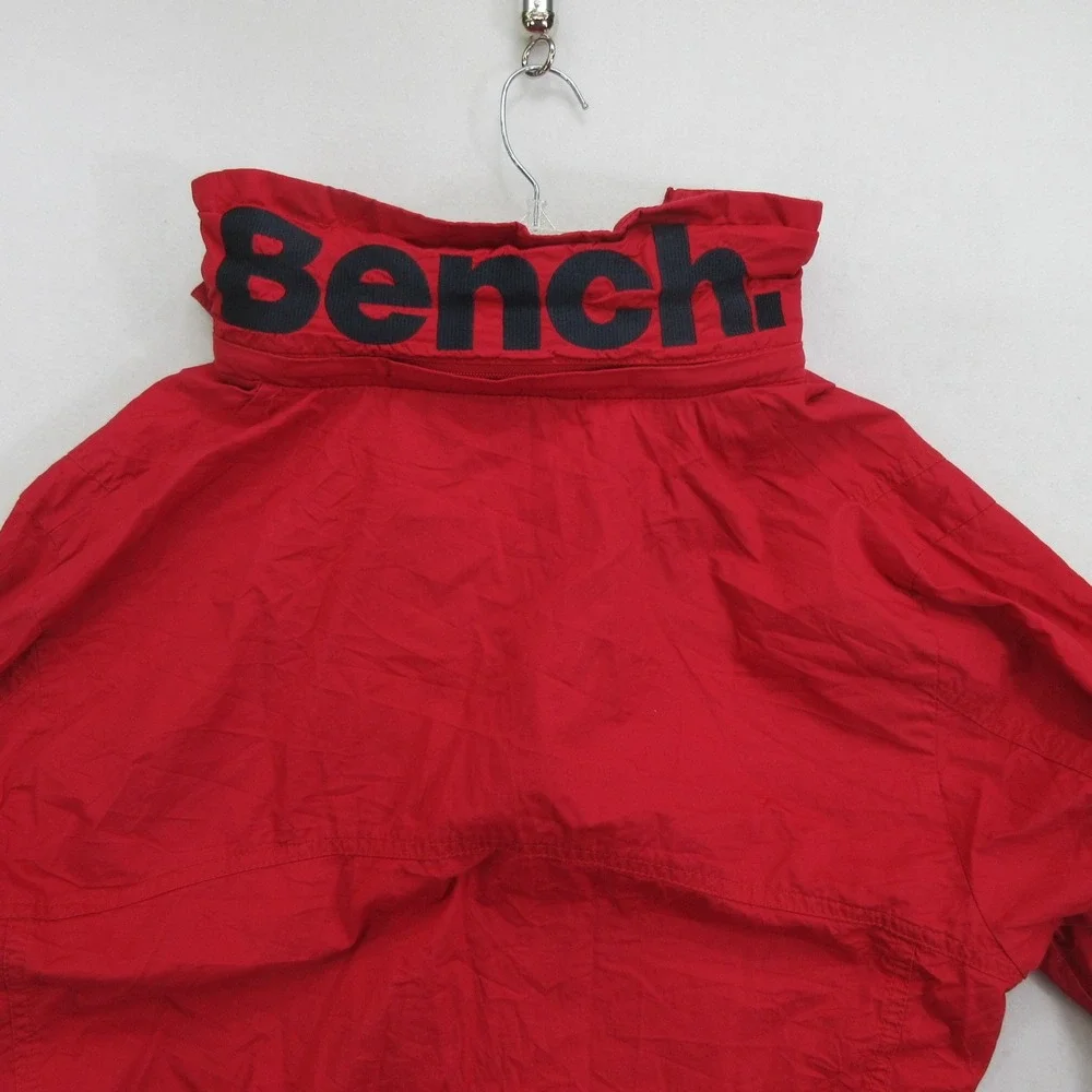 Bench Men's Jacket XL Windbreaker Red Hooded Cotton Full Zip Lightweight